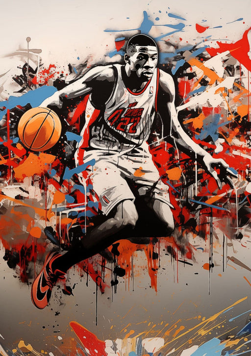 Metal Poster - Full body action of NBA player. Abstract art of NBA player.